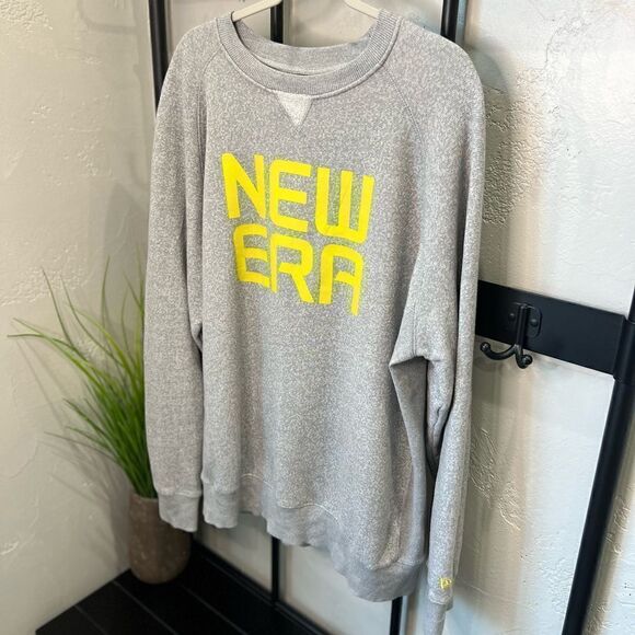 New Era sweatshirt pullover crew neck grey neon size 2XL - Picture 5 of 14